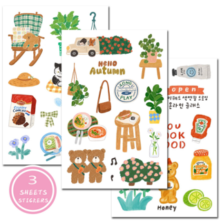 다이어리 꾸미기 감성 일러스트 스티커, 1개, 혼합색상