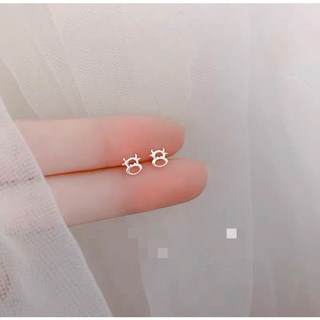 現貨 鏤空小牛耳釘925銀針女簡約小巧可愛甜美耳骨釘牛年耳環