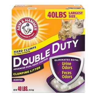 ARM & HAMMER 強效雙重除臭凝結貓砂 40磅裝，輕鬆鏟起凝結砂塊，有效消除異味，持久耐用, 18.14kg, 1個, SCENTED
