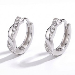 [바이베이직] 트위스트 링 실버 귀걸이 꽈배기 큐빅 S925