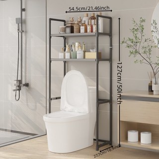 居家衛生間馬桶置物架 簡易組裝收納架 實用置物架, 1個, 黑色2層