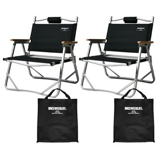 원스위크라이프 접이식 캠핑의자 + 가방 세트, 블랙, 2세트