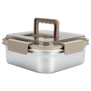 304不鏽鋼手提鎖扣保鮮盒 便當盒 餐盒 露營野餐 冰箱保鮮 分類收納 食品收納盒, 1個, 304矮款(1600ml)