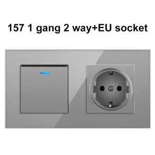 JH EU 전원 소켓 2.1a 16A USB 충전 포트가 있는 플러그 유리 패널 러시아어 스페인어 소켓, 12 157  1 gang 1 socket