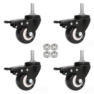 엠파이어 H9RM8BK 우레탄 1.5인치(40mm) 볼트 8mm 회전 브레이크 바퀴, 4개