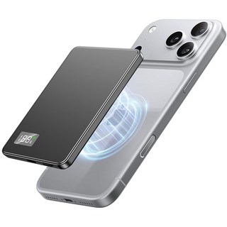 초슬림 초경량 무선 맥세이프 고속 충전 보조배터리 5000mAh 아이폰 갤럭시 사용가능, 회색