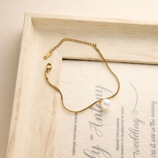 【珍珠典雅】CityCape 這座城飾 醫療鈦鋼抗敏 大珍珠手鏈女 氣質設計 睡覺洗澡免摘手鏈 文藝復古