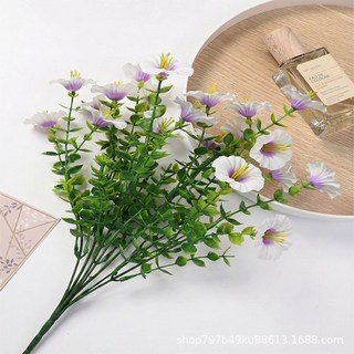 防晒仿真牽牛花懸掛吊籃植物假花壁掛 婚禮家居庭院裝飾, 7叉白色, 1個