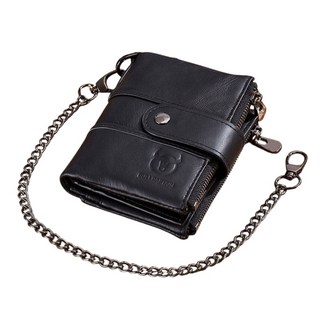 真皮短款錢包防盜鏈條