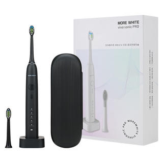 모어화이트 최신형 초미세 무선 음파 진동 초음파 전동칫솔 세트, 2세트, 블랙, 비바소닉 프로