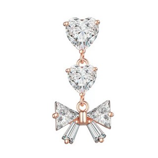 C16 新款高質感愛心蝴蝶結肚臍環 現貨 防過敏粗針肚臍釘, 玫瑰金, 1個