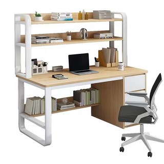 多功能書桌附帶置物架和抽屜，學生辦公桌，簡約現代設計，寬敞桌面，堅固耐用材質, 橡木色