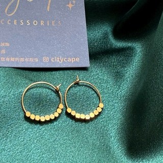 【芭蕾舞旋轉】CityCape 秋冬新品 繁花復古圓圈 幾何方塊碎銀 時尚設計感 繁花華麗款小紅書熱銷文藝復古中古小眾, 1個, 18K金色