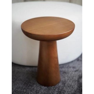 全實木邊几 現代簡約風 家用客廳沙發邊桌 小圓桌 迷你矮桌, 胡桃色(大):D45*H55