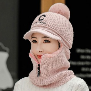 그린코코 니트 털방울 올인원 겨울모자 여성모자 방한모자