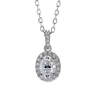 莫桑石 莫桑鑽 1克拉 橢圓滿鑽項鍊