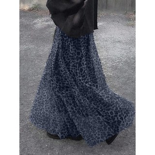 WEILI 女式豹紋褶邊半身裙，高腰彈性設計，秋季百搭時尚單品