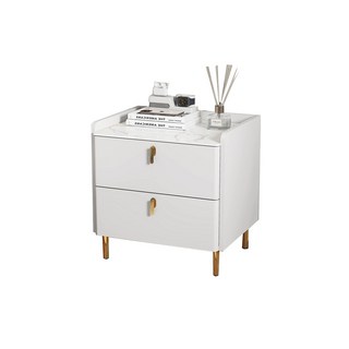 白色床邊櫃 雙抽屜收納櫃, 白色, 1件