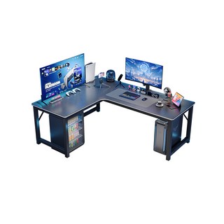 L型電競桌 160x120x75cm 碳纖維紋理桌面 升級加粗鋼架 附收納櫃, 碳纖維黑