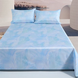 艾草䮠蚊冰絲涼席三件套，可機洗折疊防滑冰絲空調軟蓆，夏季涼感舒適, 仙草藍,1.5M床 軟席三件套【230*250c