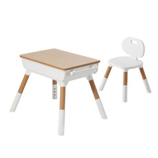 哩哩摳摳 兒童書桌椅組 現貨秒發 高度可調防滑 成長型學習遊戲桌, 白
