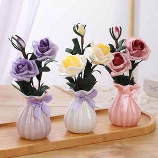 香薰精油香水家用空氣清新劑 衛生間臥室留香 室內擺件厠所除臭香水 持久散香 多種香型 創意造型 改善空氣品質, 1個, 50m玻璃瓶3朵花,小蒼蘭 （清香迷人 一縷清幽）