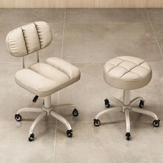 升降椅，360度旋轉，靠背椅，萬向輪，辦公椅，美甲椅, 天藍升級靠背款,塑料輪