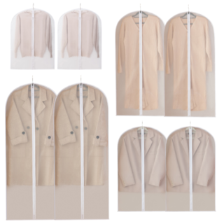 먼지방지 지퍼형 반 투명 옷커버, 8개, 1세트