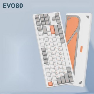 EvoWorks evo80 기계식 키보드 알루미늄 게이밍 유무선 RGB 키보드 88키, 제조사축, 라이트블루축(Azure FR4), 화이트