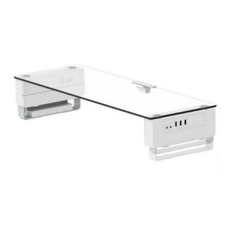 소라네상점 높이조절 USB 모니터 받침대, 강화유리화이트