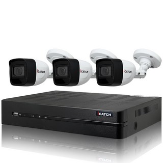 CHICHIAU H.265 4路5MP高階台製iCATCH數位高清遠端監控錄影主機，含同軸音頻5MP槍型攝影機x3，台灣製造