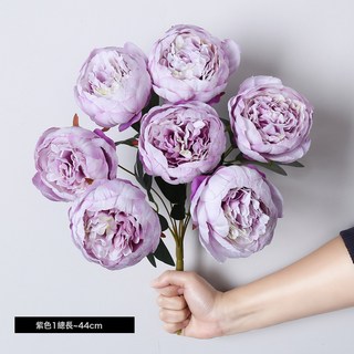 仿真7頭把束包芯牡丹芍藥婚禮插花酒店家居裝飾花牆擺件手捧花束, 1件, 紫色:1個