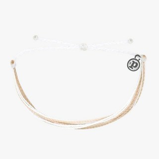 Pura Vida 美國手工白色星沙可調式衝浪手環手鍊，簡約時尚，手工編織，夏日風情