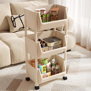收納架 可移動書架 廚房置物架 學生可移動書架置物架兒童玩具收納層架多層小推車帶輪落地儲物櫃, 1個, 升級加厚環保PP材質 孩子收納好 媽媽不,一層無輪 鏤空低