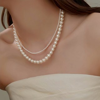 SUMMER 銀飾 925純銀珍珠項鏈 - 經典復古亮澤光感正韓項鏈 珍珠尺寸/ 8mm