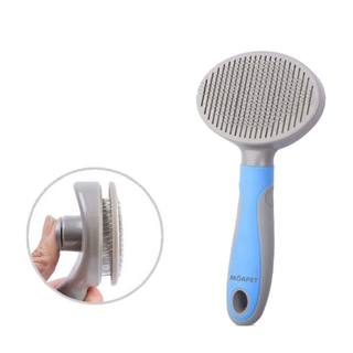 모아펫 반려동물 브러쉬 원터치 슬리커, 스카이, 1개