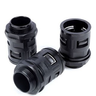 塑膠波紋管接頭快速直插接頭M/PG/G螺紋穿線軟管PA6尼龍直通接頭C1-12, 黑色,AD25.0 M25x1.5, 1個