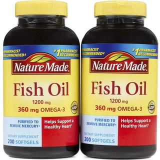 Nature Made 萊萃美 Omega-3魚油軟膠囊, 200顆, 2罐