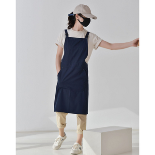 리빙차트 남녀공용 캔버스 방수 앞치마, 1개, 네이비