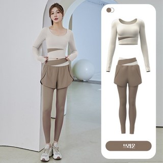 DODLXL 여성 요가 필라테스 요가복 배색 상하의 세트