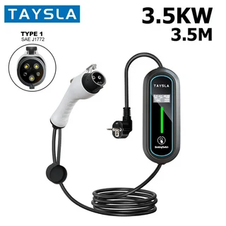 TAYSLA 휴대용 EV 충전기 모든 전기차용 EU 플러그 충전 케이블 월박스 AC80V-260V 3.5kW 16A 2 타입 1, 02 TYPE 1