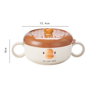 YIChu-可愛316不鏽鋼泡麪碗宿舍學生帶蓋手柄大容量高顏值網紅方便麪碗 O2X4, 6633不銹鋼兒童碗, 1個