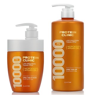 엘라스틴 프로틴 클리닉 10000 모로코 아르간 오일 단백질 고영양 샴푸 플로럴 머스크 향 1L + 트리트먼트 700ml 세트, 1개