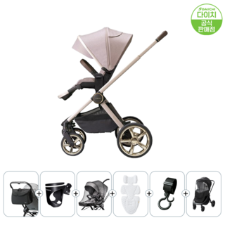 [공식 판매점] 다이치 더 프라임 스카이 6종 선물 하이포지션 절충형 유모차 디럭스급 이지 폴딩, 더프라임스카이-골드 핑크 (6종사은품)