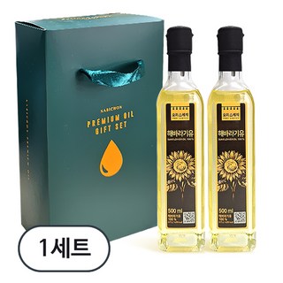 프리미엄 해바라기씨유 (유리병) /식용유 선물세트 명절 설 선물/ 우체국소포발송, 1세트, 1L