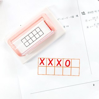 티처스 5칸 도장 3칸 네모 칸 스탬프 빈칸 오답 체크 수학 학습, 빨강, (9mm) 5칸 두줄 중형-핑크