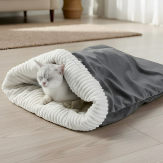 네코몽 고양이가 따뜻한 간편세탁 양면사용 숨숨집, 1개, 그레이