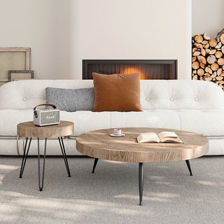 茶幾 茶桌 小桌子實木泡茶桌邊幾簡約小圓桌茶幾客廳小戶型家用民宿陽台榻榻幾矮桌, 小號:直徑40*高43 板厚5cm黑色,自行安裝