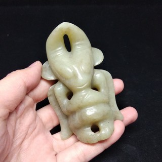 《博古珍藏》紅山文化河磨玉太陽神把玩，工中工痕，資深藏家珍藏