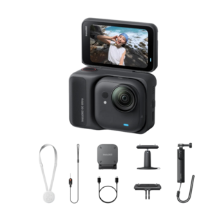 Insta360 GO Ultra運動相機，輕巧便攜高畫質，防水防震多功能配件，生活記錄, 黑色, 創作者套裝